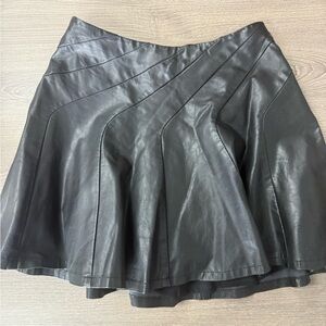 Free People Black Leather Mini Skirt